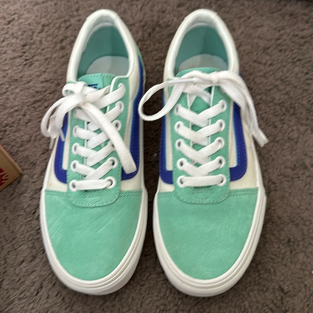 Tri tone jade/royal/blue Vans.